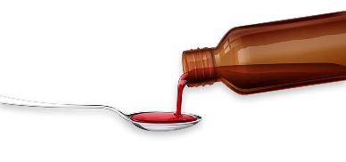 Syrup bottle and spoon